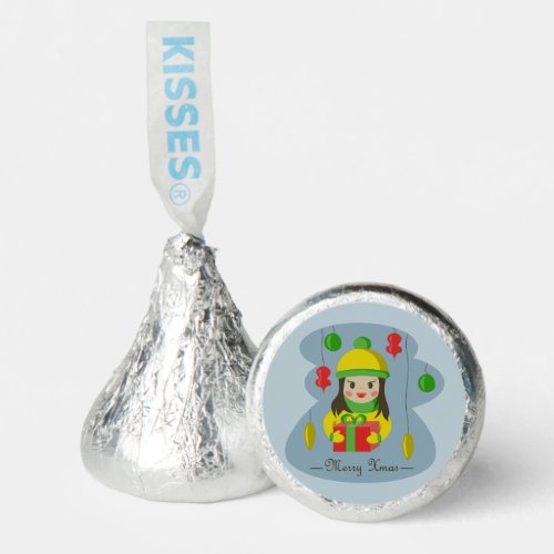 Girl with Christmas gift box  Hersheys Kisses