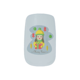 Girl with Christmas gift box Minx Nail Art