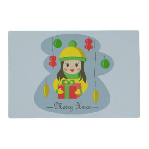 Girl with Christmas gift box  Placemat