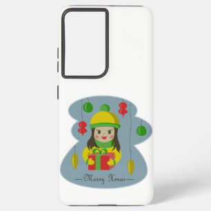 Girl with Christmas gift box  Samsung Galaxy S21 Ultra Case