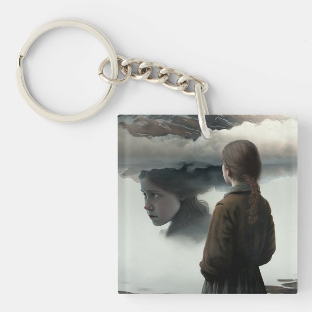 Girl with clouds keychain (Front)