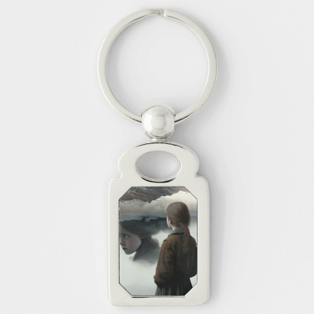 Girl with Clouds Keychain (Front)