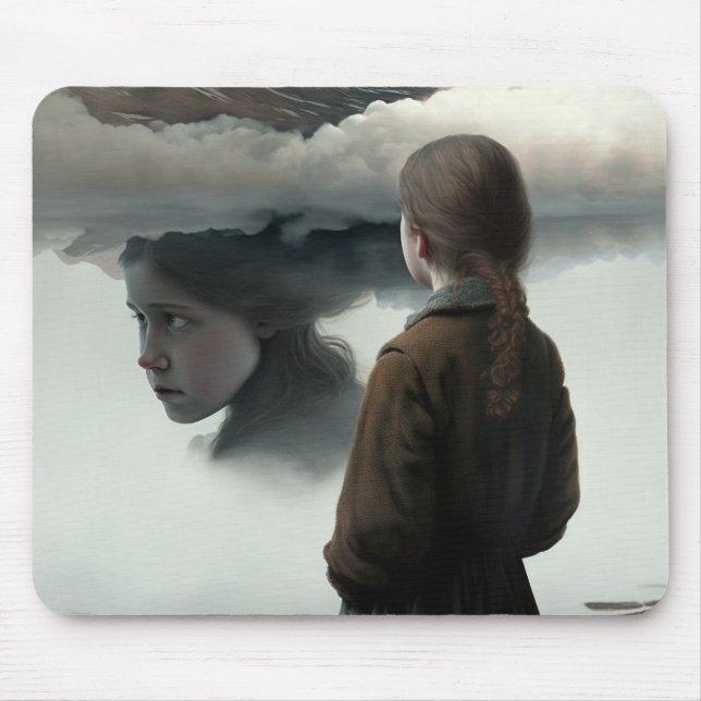 Girl with Clouds Mouse Pad (Front)