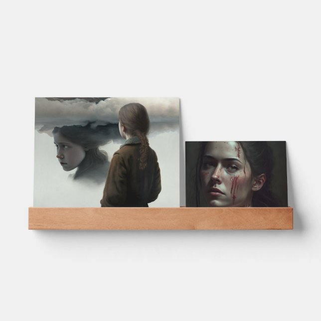 Girl with clouds picture ledge (Front)