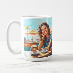 Girl with coffee break mug