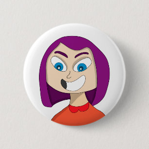 Girl with contagious smile button
