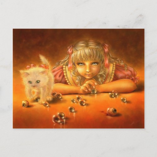 Girl with Creepy Eyes Macabre Fantasy Postcard