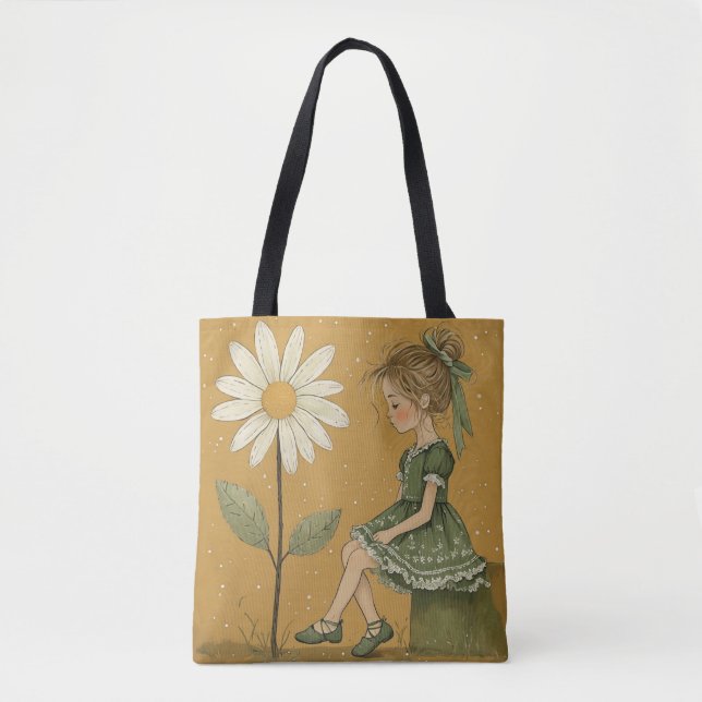 Girl with Daisy Tote Bag (Front)