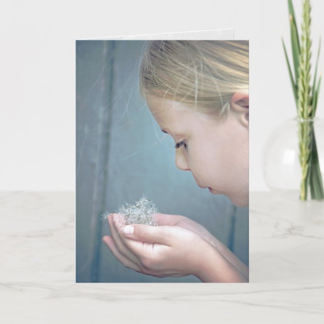 Girl With Dandelion Seedlings Card (Front)