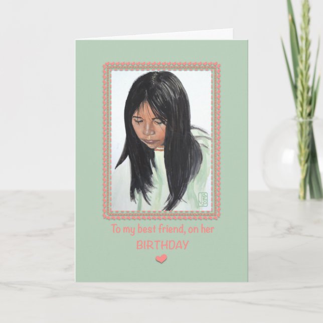 Girl with Dark Hair Best Friend Pandemic Birthday Card (Front)
