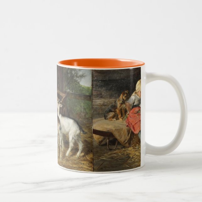 Girl with Dog and Kids Hermine Biedermann-Arendts Two-Tone Coffee Mug (Right)