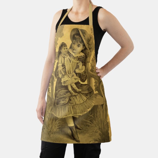Girl With Doll Vintage Art Apron (Insitu)