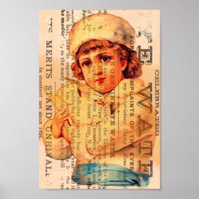 Girl With Dove Advertisement Digital Art Poster (Front)