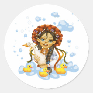 Girl with Duck Stickers & Labels