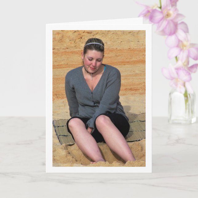 Girl with Feet in the Sand Card (Orchid)