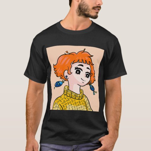 Girl with Fish Earrings T-Shirt
