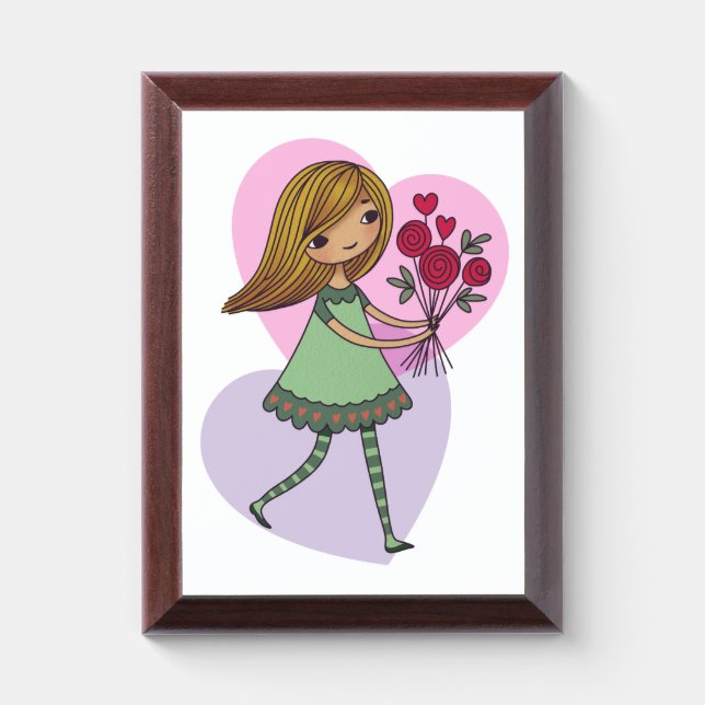 Girl With Flowers Award Plaque (Vertical)