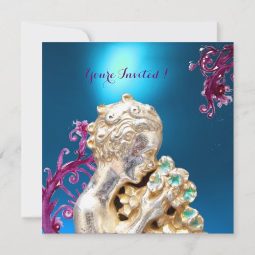 GIRL WITH FLOWERS Blue Sapphire Invitation