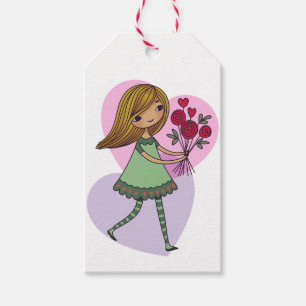 Girl With Flowers Gift Tags