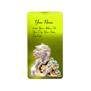 GIRL WITH FLOWERS,gold yellow topaz Label