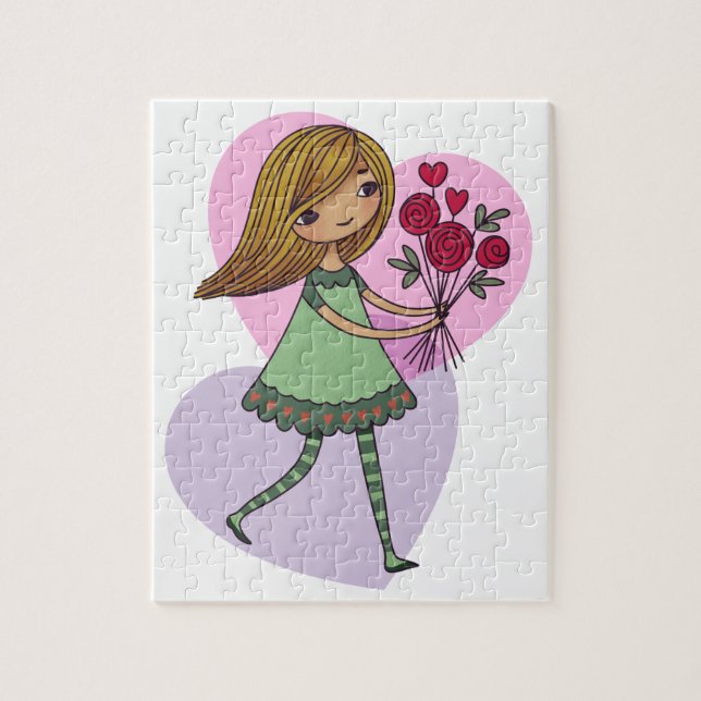Girl With Flowers Jigsaw Puzzle (Vertical)