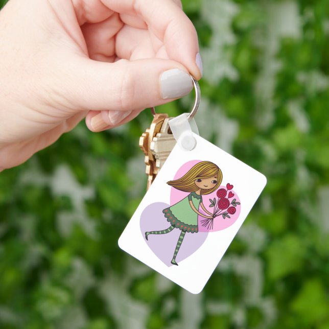 Girl With Flowers Keychain (Hand)