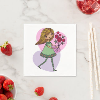 Girl With Flowers Napkins