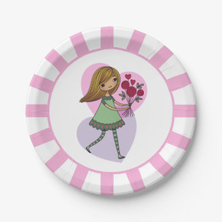 Girl With Flowers Paper Plates