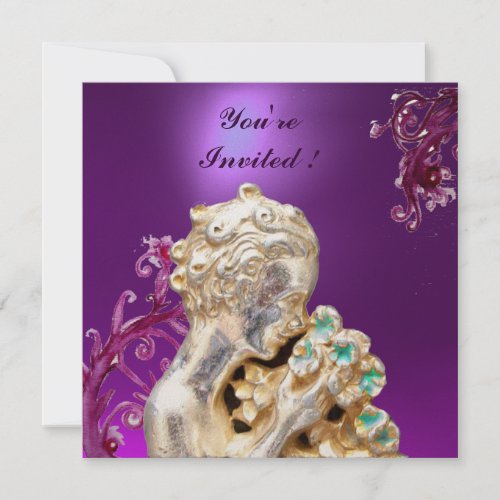 GIRL WITH FLOWERS Pink Purple Amethyst Invitation