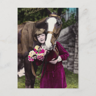 Girl with Flowers Postcard