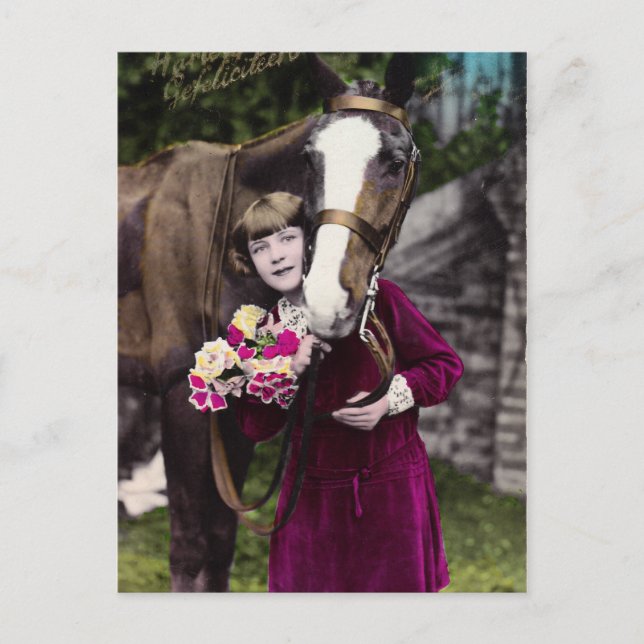 Girl with Flowers Postcard (Front)