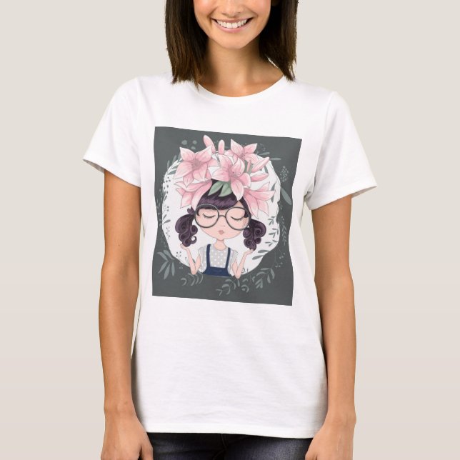 girl with flowers T-Shirt (Front)