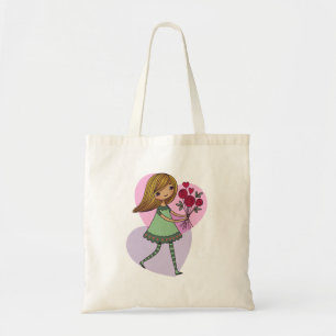 Girl With Flowers Tote Bag