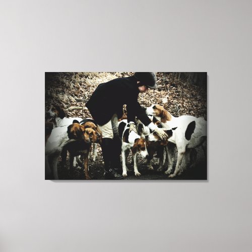 Girl With Foxhunt Foxhounds Canvas Print