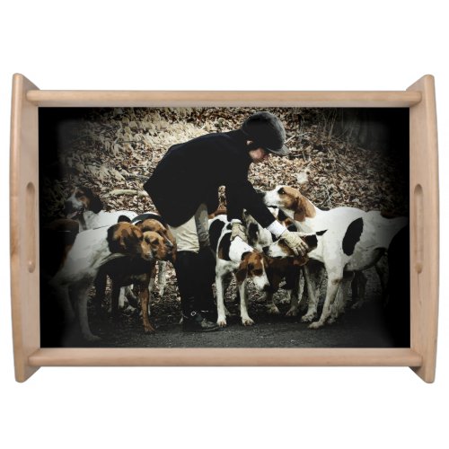 Girl With Foxhunt Foxhounds Serving Tray