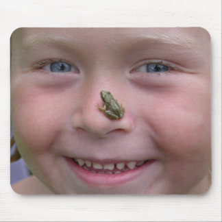 Girl With Frog On Nose Mouse Pad