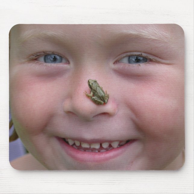 Girl With Frog On Nose Mouse Pad (Front)