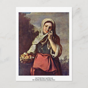 Girl With Fruit And Flowers Postcard