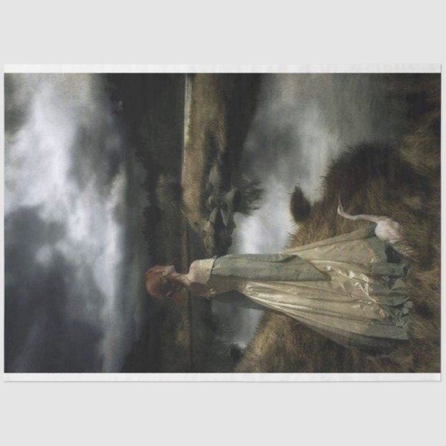 Girl with goose decoupage tissue paper (Front)