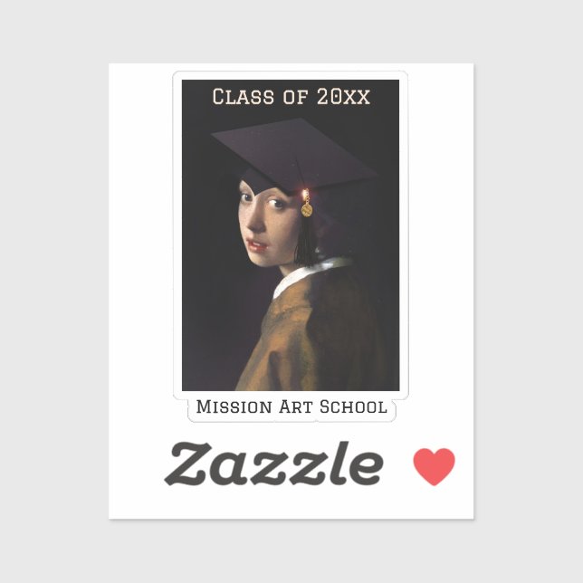 Girl with Grad Cap Graduation Sticker (Sheet)