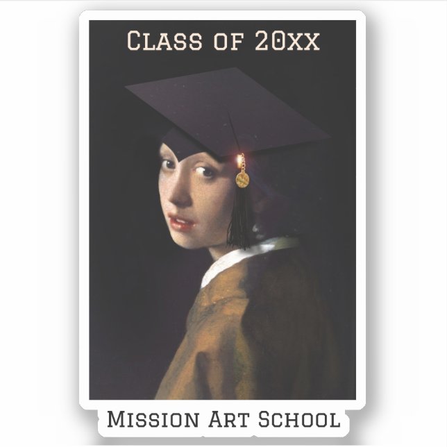 Girl with Grad Cap Graduation Sticker (Front)