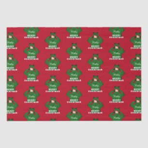 Girl with Green Frog Hoody Drawing Christmas Tissue Paper