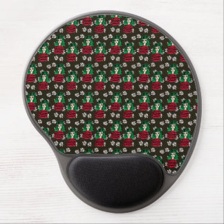 girl with green hair pattern brown floral gel mouse pad
