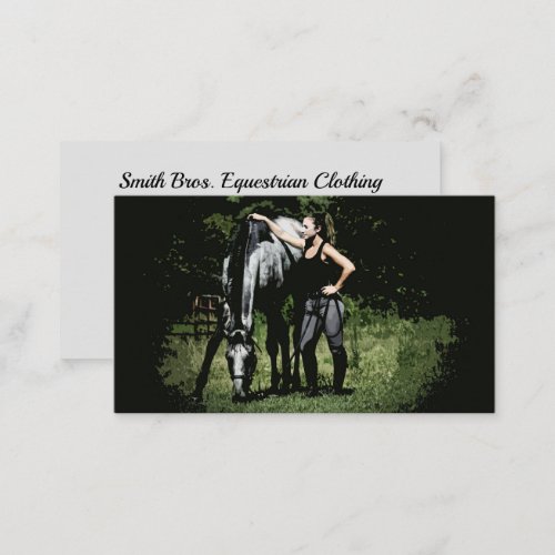 Girl With Grey Thoroughbred Horse Business Cards