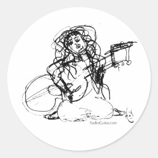 Girl with Guitar Classic Round Sticker