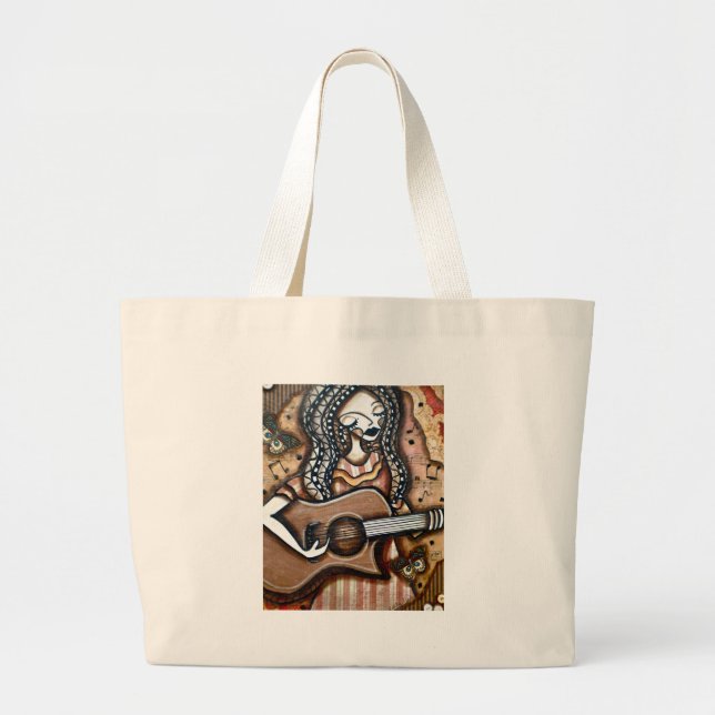 GIRL WITH GUITAR LARGE TOTE BAG (Front)