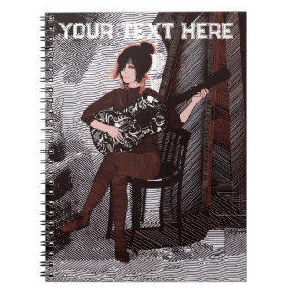 Girl with guitar notebook