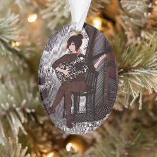 Girl with guitar ornament