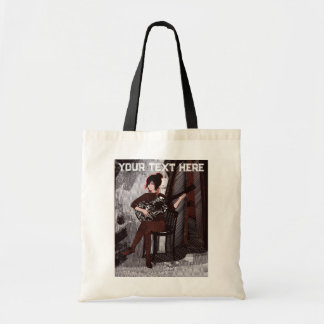Girl with guitar tote bag