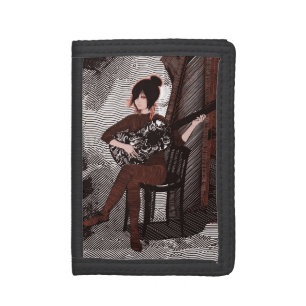 Girl with guitar tri-fold wallet